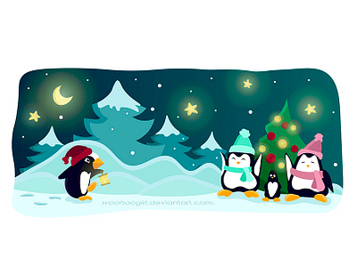 Christmas reunion adobe illustrator animals celebration christmas digital holiday holidays illustration newyear penguin penguins vector winter