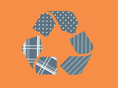 Sustainably Produced branding design icon illustration re brand recycling ties vector