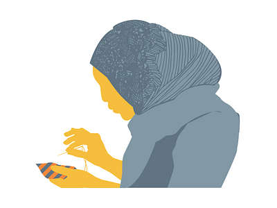 Employing Resettled Refugees branding design hand made icon illustration made in america re brand refugee sewing ties vector