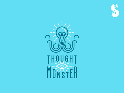 Thought Monster Logo alien eye idea lightbult monster smart thought