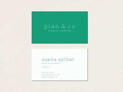 Plan & Co Business Cards branding branding design business card business card design design emerald event planning flat green logo plan planning simple stationery wedding wedding planning