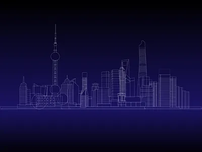 Shanghai Skyline architechture blue building digital graphic design illustration shanghai vector