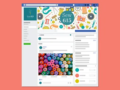 Sew 615 Facebook Banner 615 alterations branding branding design design facebook facebook banner flat illustration logo monogram nashville sewing tailoring