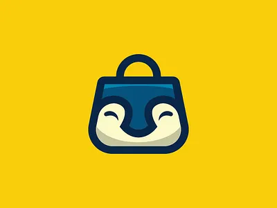 Pingbag animal cartoon cute kids logo mark penguin shopping shopping bag unique vector