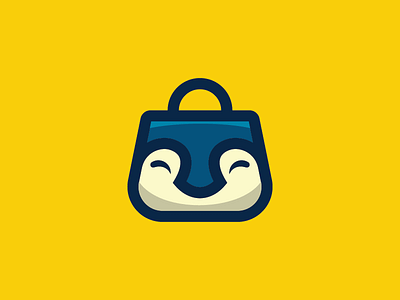 Pingbag animal cartoon cute kids logo mark penguin shopping shopping bag unique vector