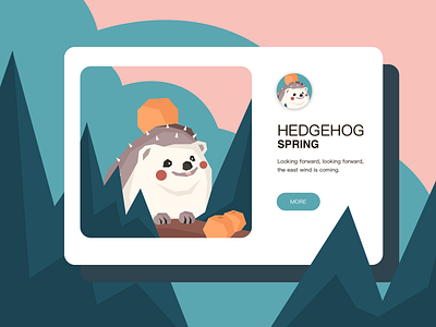 Spring of the four seasons apple design fashion hedgethog illustration lovely mountain smile spring tree ui