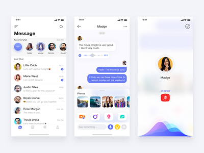 Social APP chat contact interface design iphone x social app ui voice