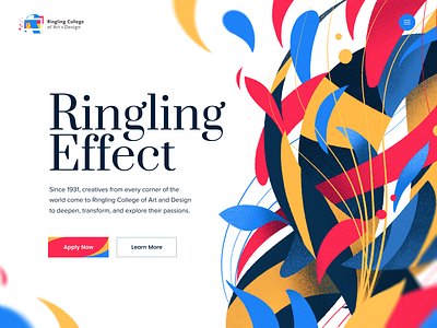 Ringling - Landing Page app college drawing illustration ipad landing paint procreate ringling school site typography web website