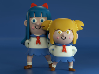 Epic Pop Team (Pipimi y Popuko) 3d character character design cute epic pop team fanart illustration kawaii render