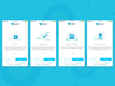 Welcome Screen blue design graphic hide.me illustration secure ui uidesign vpn