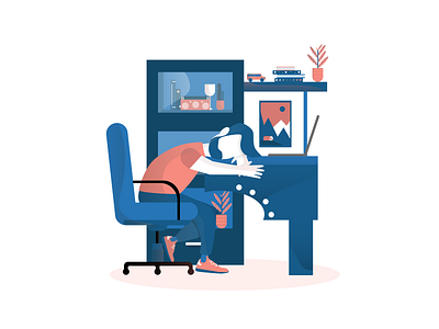 Illustration of a designer in a work dawn animation art design draw dribbbble flat illustration illustrator logo minimal type vector vectorart