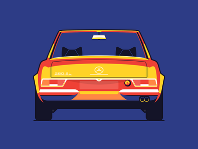 Pagoda 280sl car classic car flat illustration mercedes benz vector vintage vintage car