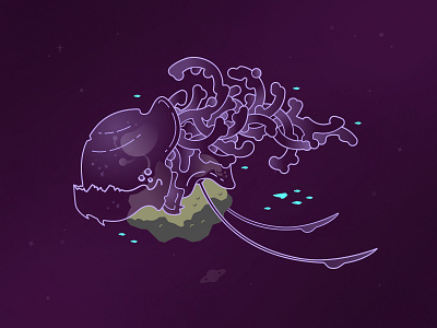 Solar Worm or Dragon Grub or Titan Leech (Revised) asteroid celestial dragon illustration insect mythical creature purple sci fi science fiction space translucent