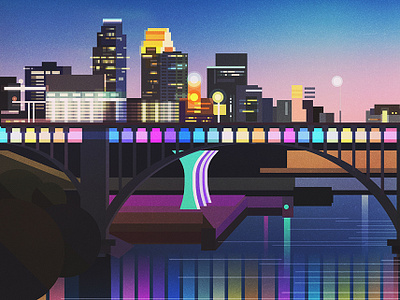 Minneapolis backgrounds digital geometric glitch illustration illustrator james gilleard landscape retro vector vintage