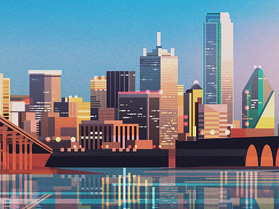 Dallas architecture backgrounds digital geometric glitch illustration illustrator james gilleard landscape retro vector vintage