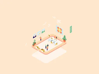 Moving flat illustration isometric minimalism startup vector