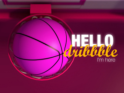 Hello Dribbble 3d 3d art c4d cinema4d dribbble dribbble ball hello illustration invite logo