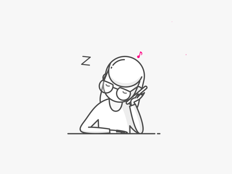 On Hold animation character hold music phone sleep