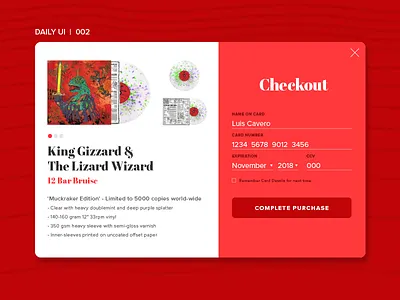 Daily UI | 002 checkout credit card daily ui 002 dailyui kgatlw king gizzard ui vinyl