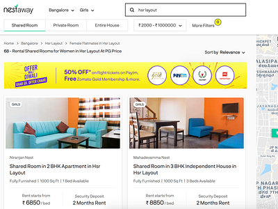 House Search banner breadcrumb budget card city filter gender home house map offer real estate rent room search search page sort tag