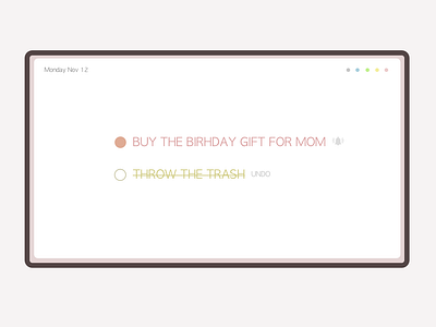 Todo List 042 alarm app branding check color concept daily 100 challenge daily ui design minimal mobile app pallete reminder sketch todo app todo list ui undo white