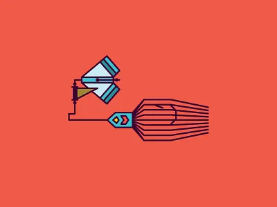 Lure Series - Buzz Bait art baits blue color colour design drawing fishing geometric icon illustration line minimal minimalistic modern red shape simple vector