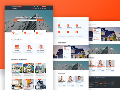 Haiper Real State Template activity architect bulding design estate illustration landing layout mobile app real estate typography ui usability ux uxui design web web design