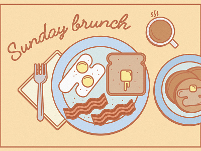 Sunday Brunch breakfast design flat illustration vector