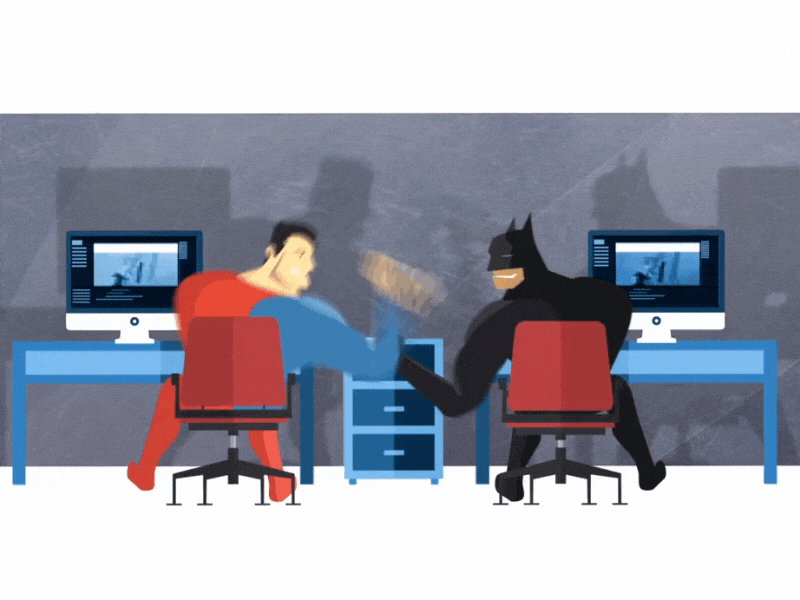 Superman Vs Batman 2d animation batman batman v superman character animation dc comics everydays fight flat design shapes superheroes superman visual gun