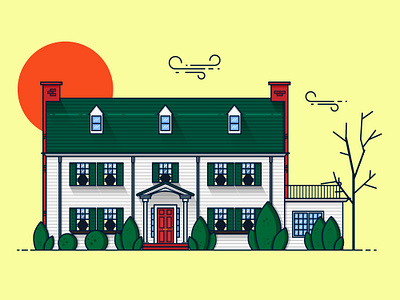 Amityville House Front View art design digitalart digitalillustration flat flathouse flatillustration graphic design horror movie illustration illustrator vector vectorart vectorillustration