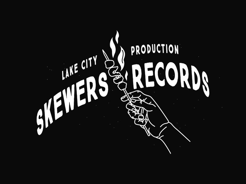 Skewers Records Logo black brand clothing illustration lineart logo minimal oldschood skewers smoke typography vintage