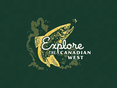 Explore the Canadian West adventure canada canadian design explore fish illustration logo texture trout tyopgraphy vintage