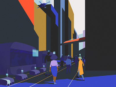 Urban-x Future cities architecture busy character city color future illustration people traffic urban