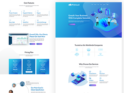 Websass Saas Software Startup Tech Psd Template application business conversion digital landing marketing product saas service software startup technology website