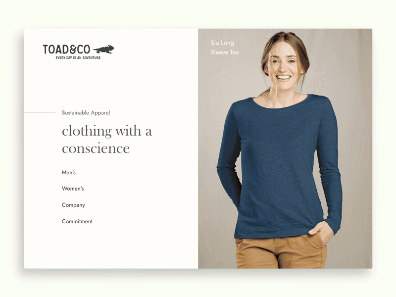 Toad & Co Landing Page animation clothing dailyui fashion ux