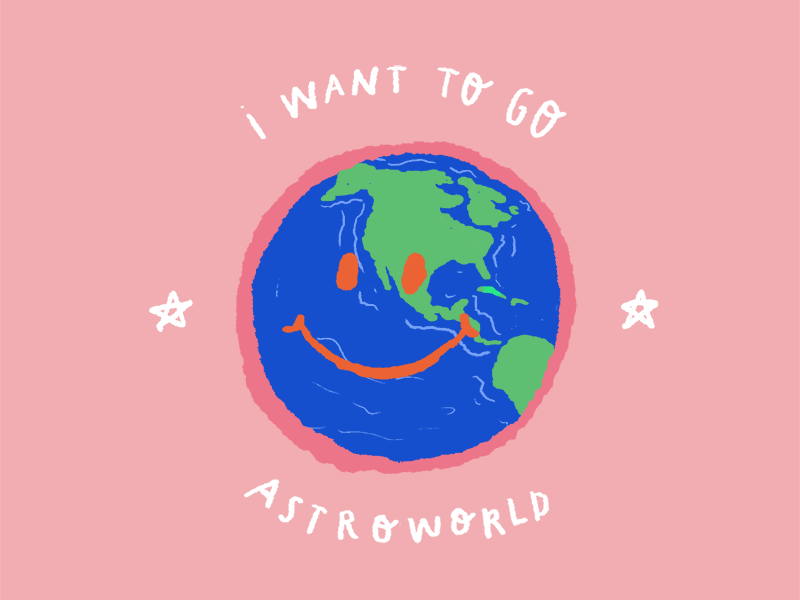 Astroworld cute design earth flat frame by frame illustration smile smiley face