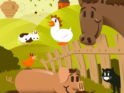 Selo 1.0 animals bee bird cat chicken cow farm horse illustration pig vector