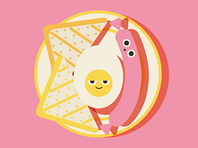 Breakfast 2d breakfast characterdesign digital 2d digitalart egg illo illustration sausage toast vector