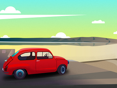 Car and the nature car dribble hello hello dribble illustration illustrator cc nature shot