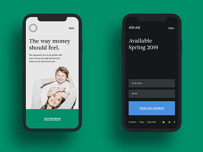 Altruist website - iPhone mockups branding finance financial services financial technology fintech flat ui ux web design