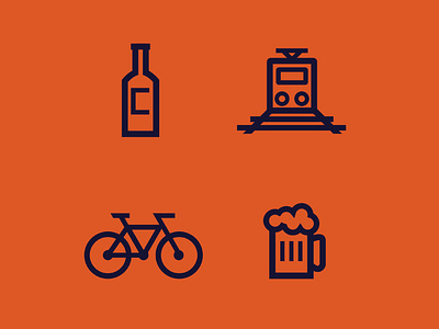 Icons 1 | Freiburg im Breisgau beer bike book country deutsch deutschland dining freiburg freiburg im breisgau german germany icons iconset navy orange set train travel wine