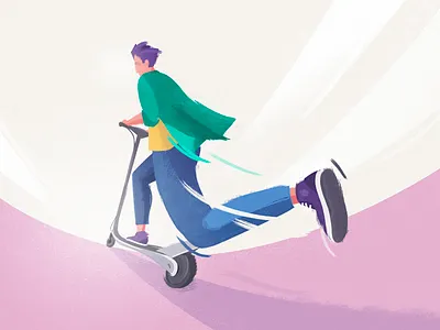 🛴 Scootering to work city electric illustration pov riding scooter scootering stylized urban