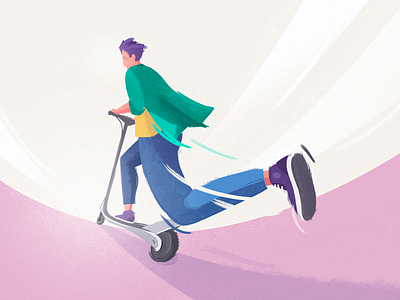 🛴 Scootering to work city electric illustration pov riding scooter scootering stylized urban