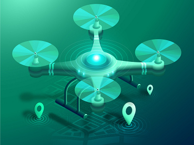 Isometric Drone adobeillustator animation app branding design drone graphicdesign icon illustration isometric technology ux vector vectorillustration web wifi