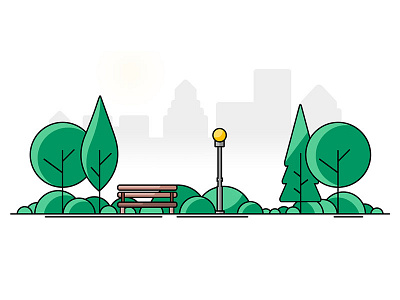 Park flat design grass icon illustration nature park tree