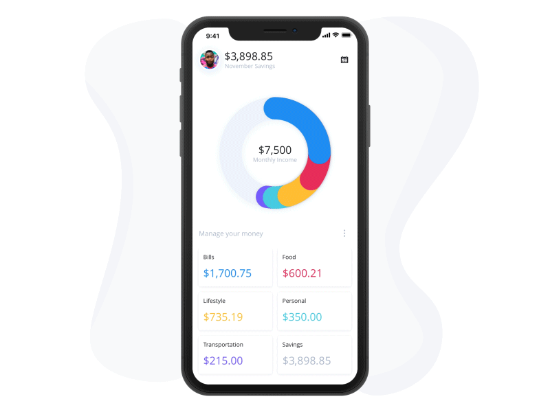 Budget App - User Interaction adobexd animation app app design budget clean design exploration gif madewithadobexd ui user interaction ux