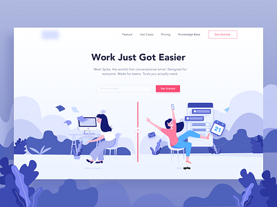 Conversational email landing page exploration conversational conversational ui email illustration landing page landing page design ui ux design ui ux web web design