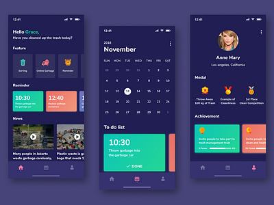 Trash Management App app dark app iphone 10 iphone x management app trash app trash management app ui ui ux ux