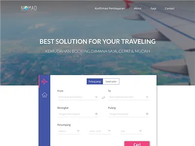 Nomad - Online Plane and hotel Ticketing Reservation design illustration travel ui