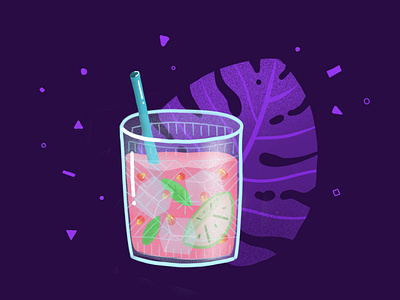 Cocktail cocktail drink gin illustration pink procreate purple